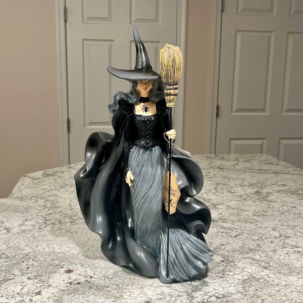 Hallow’s Eve Halloween Gorgeous Elegant Witch w Spider Flowing Cape Broomstick - Picture 1 of 8
